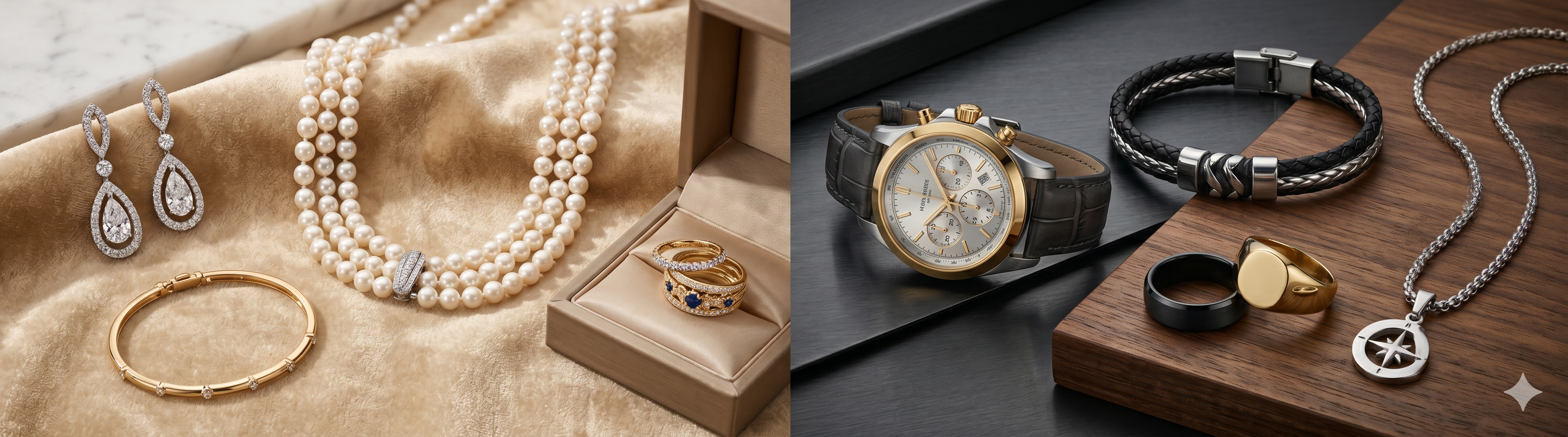 Women's and men's jewelry – rings, necklaces, bracelets and earrings for every style