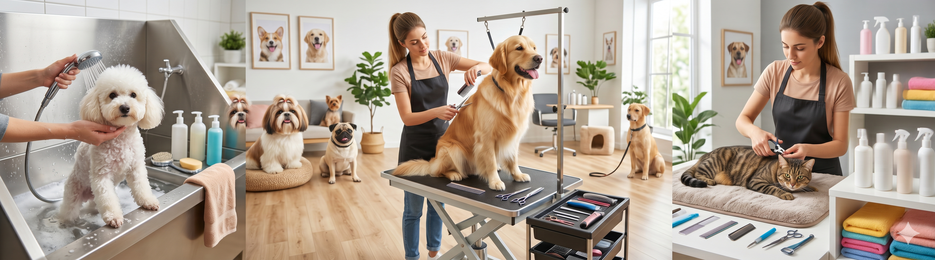 Pet grooming supplies – brushes, clippers, combs and grooming tools for dogs and cats