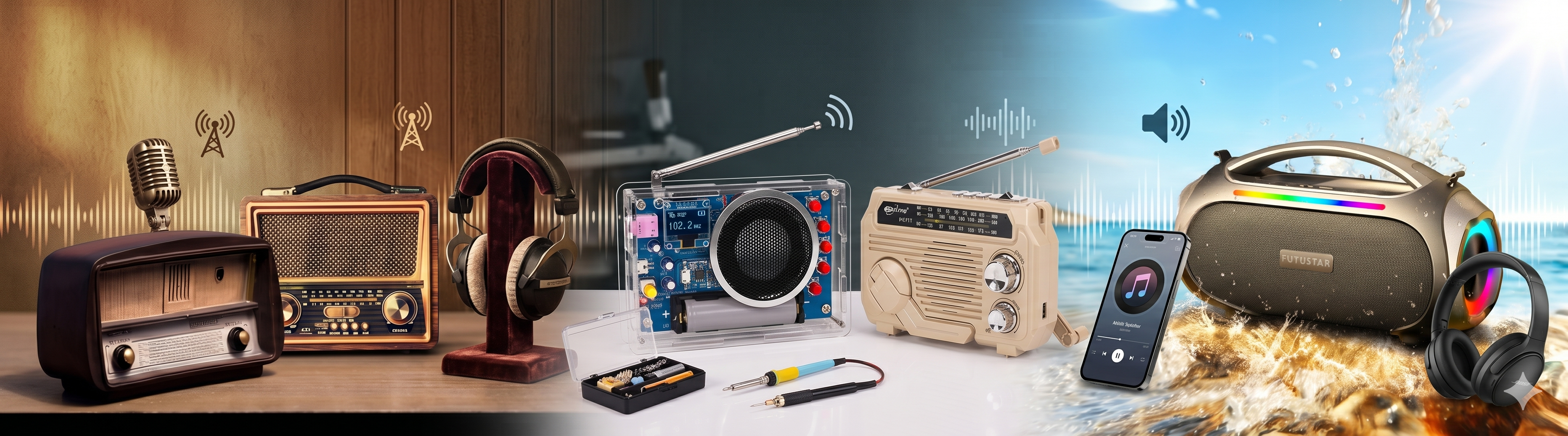 Audio and radio devices – portable radios, DAB receivers and audio players for home and travel