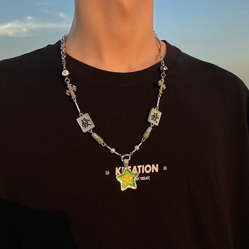 Hip Hop Couple Lucky Star Fortune Necklace