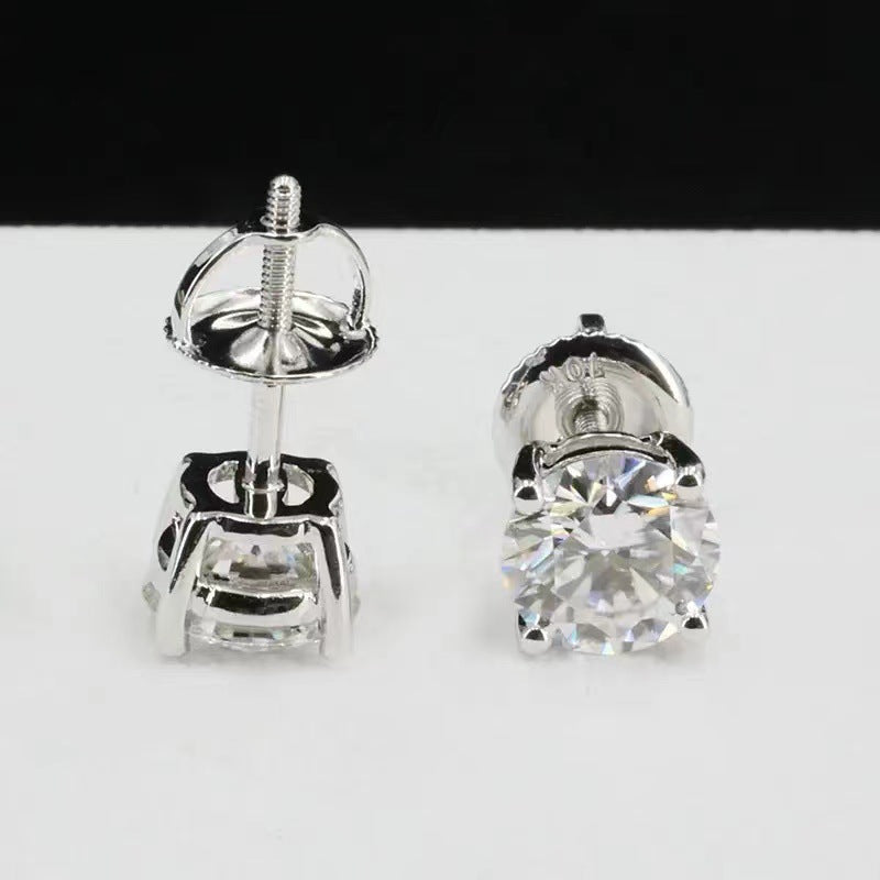 Boucles d'oreilles clous hip-hop classiques rondes grand zircon