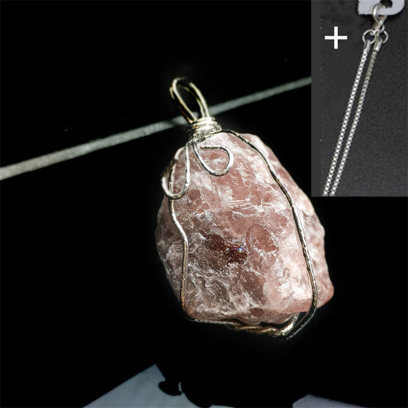 Natural Crystal Agate Rough Stone Pendant Irregular Winding