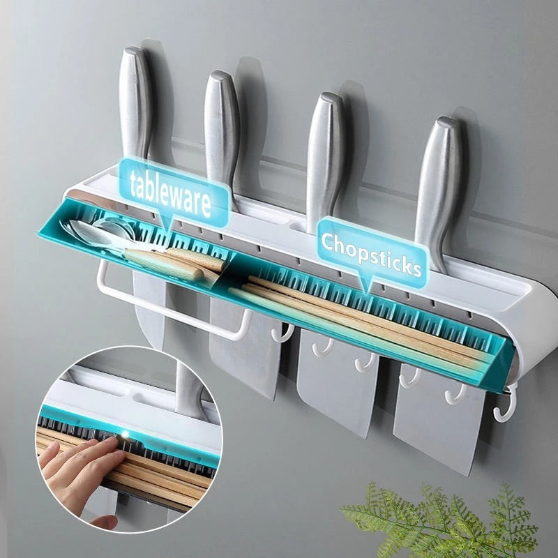 Support mural pour couteaux, étagère de rangement intégrée pour ustensiles de cuisine