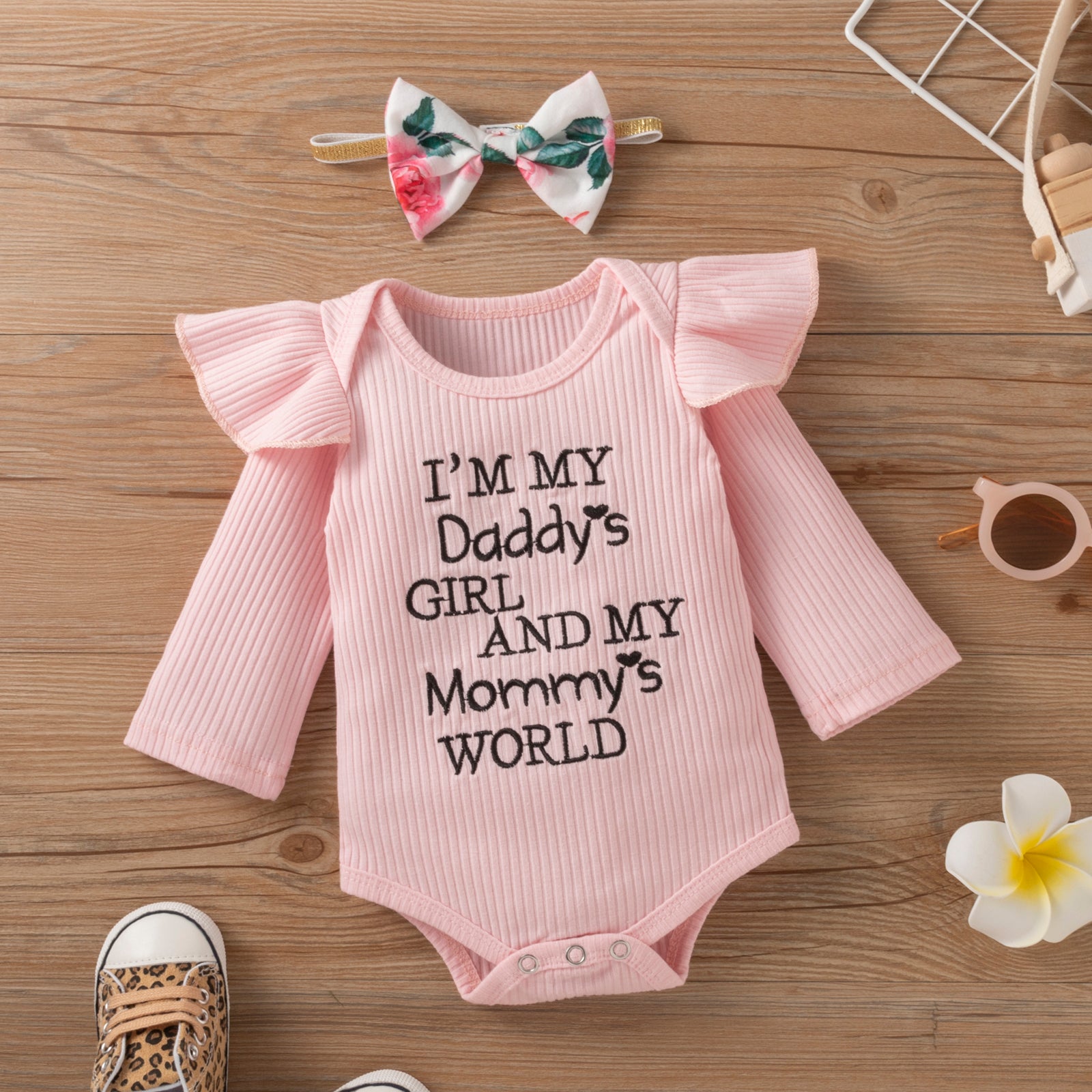 Long Sleeve Romper Belly Protective Pants Hairband Princess Dress