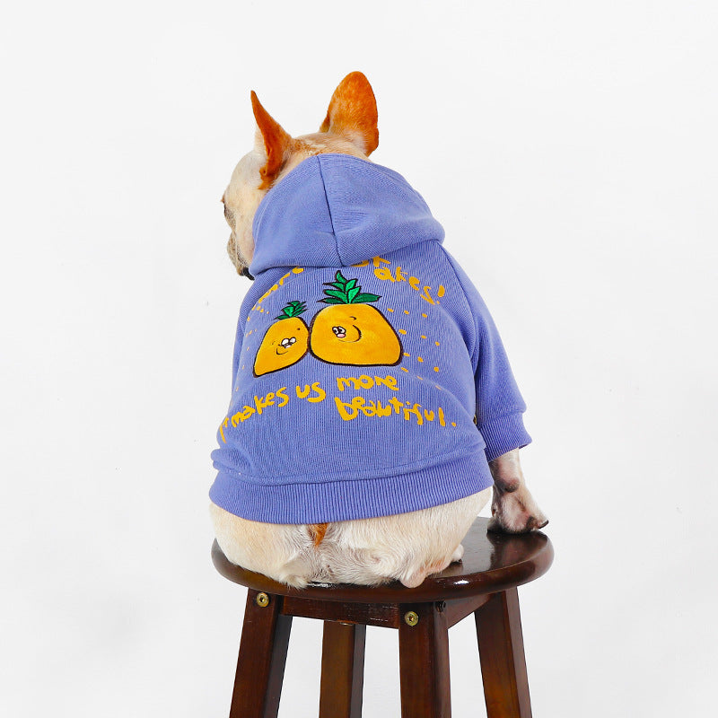 Sweat à capuche en peluche imprimé dessin animé d'hiver pour animaux de compagnie