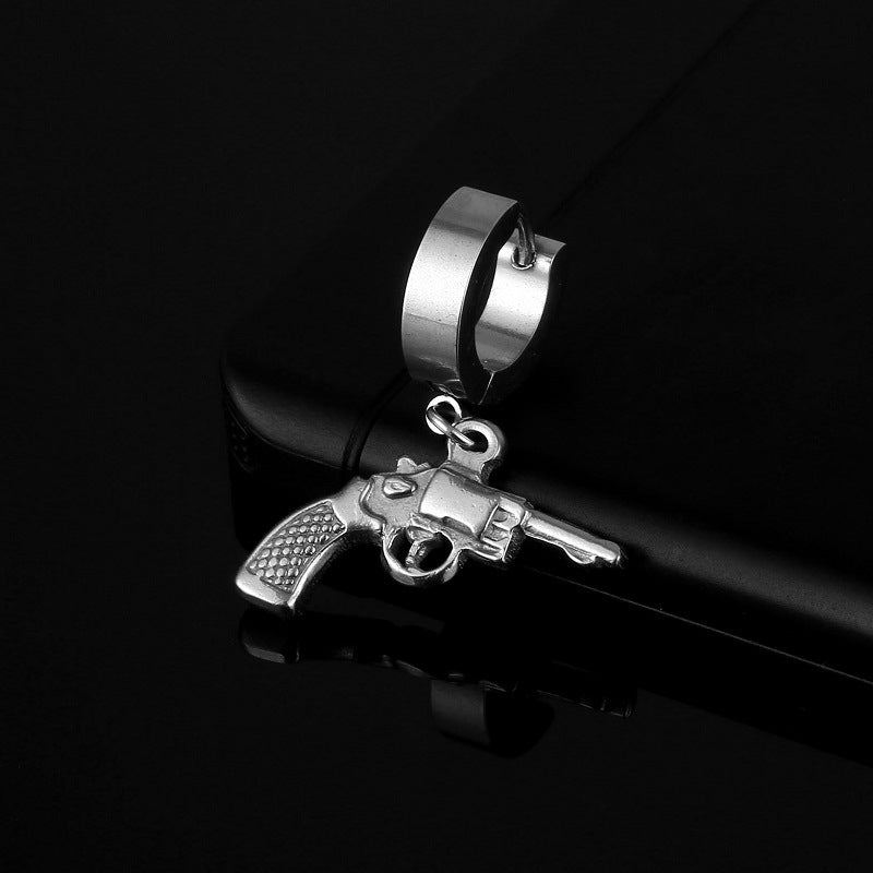 Men's Titanium Steel Advanced Punk Hip Hop Ear Clip Stainless Steel Earrings