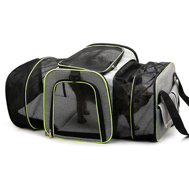 Sac de transport pliable extensible et respirant pour animaux de compagnie - Portable et montable sur véhicule