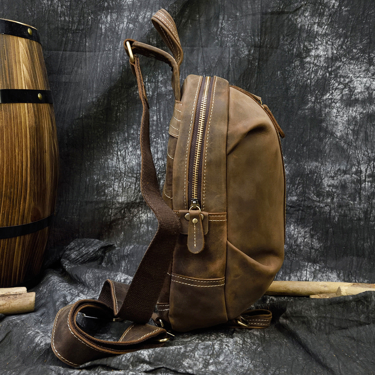 Sac de poitrine en cuir grande capacité pour homme