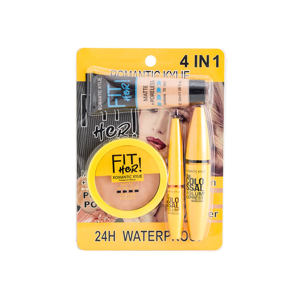 Kit de Maquillage Fond de Teint Anti-Cernes Poudre Bronzante 4 en 1