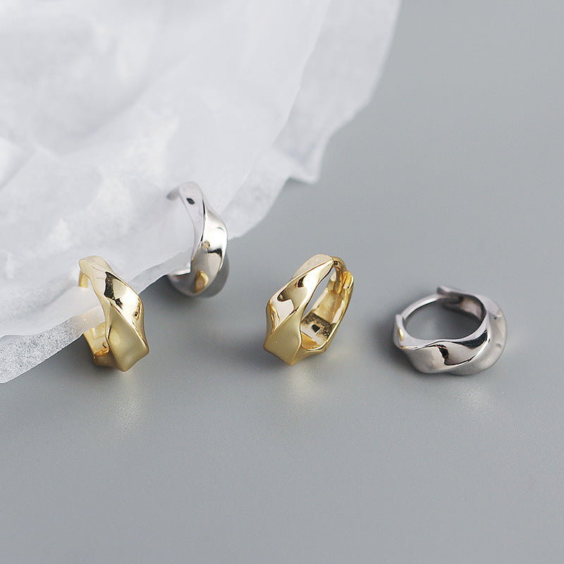 Minimalist Geometric Metal Wind Twisted Glossy Earrings Earrings
