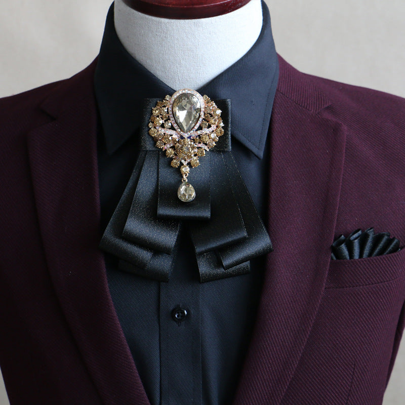 Men's Fashion Simple Diamond Bow Tie Set