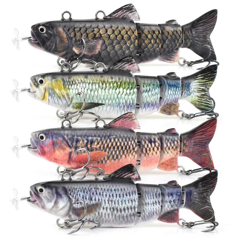 Leurre électronique de pêche automatique à hélice en fer articulé à 4 sections