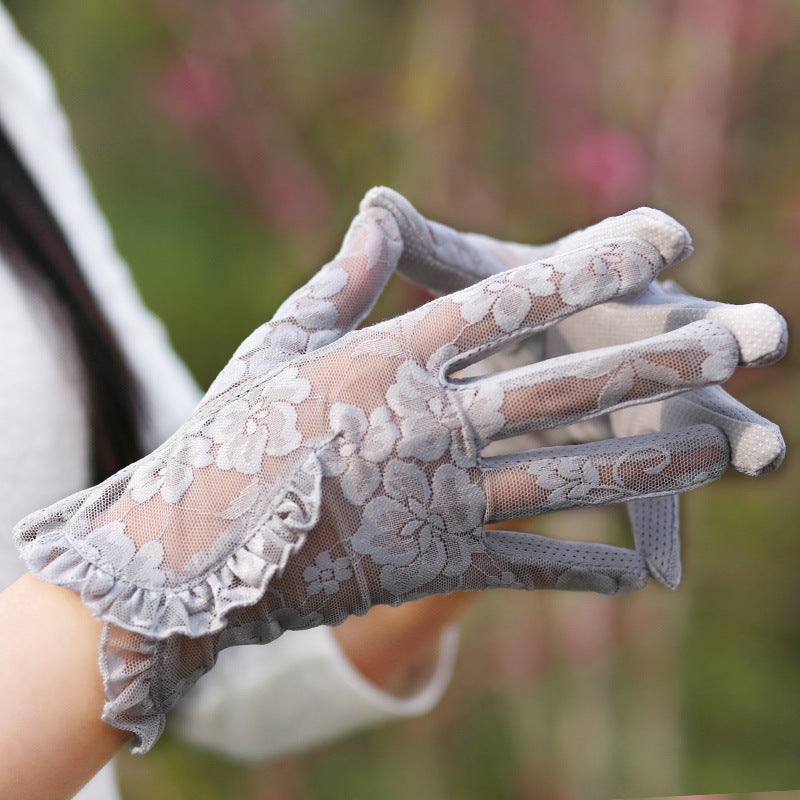 Gants de protection solaire en dentelle, fins et courts, très élastiques, sexy, pour l'été
