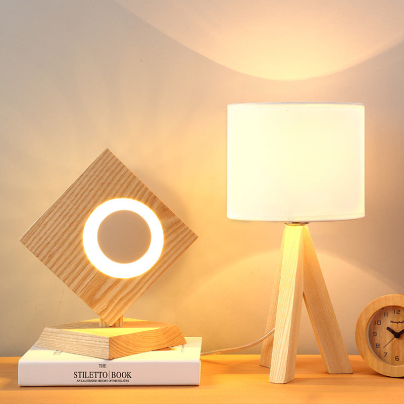 Lampe de table LED moderne minimaliste en bois pour chevet, protection des yeux