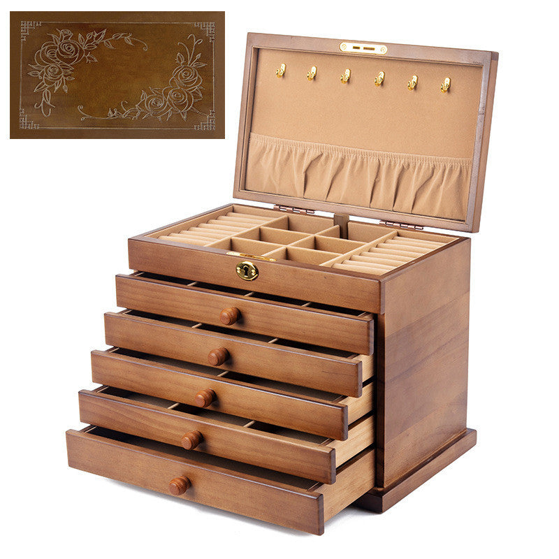Antique Household Multi-layer Retro Solid Wood Jewelry Storage Box