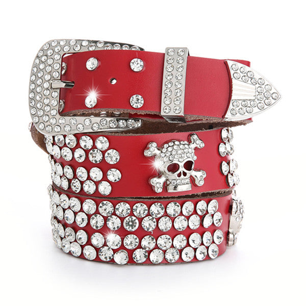 Ceinture large en cuir ornée de strass et de diamants, à la mode et assortie, pour femme