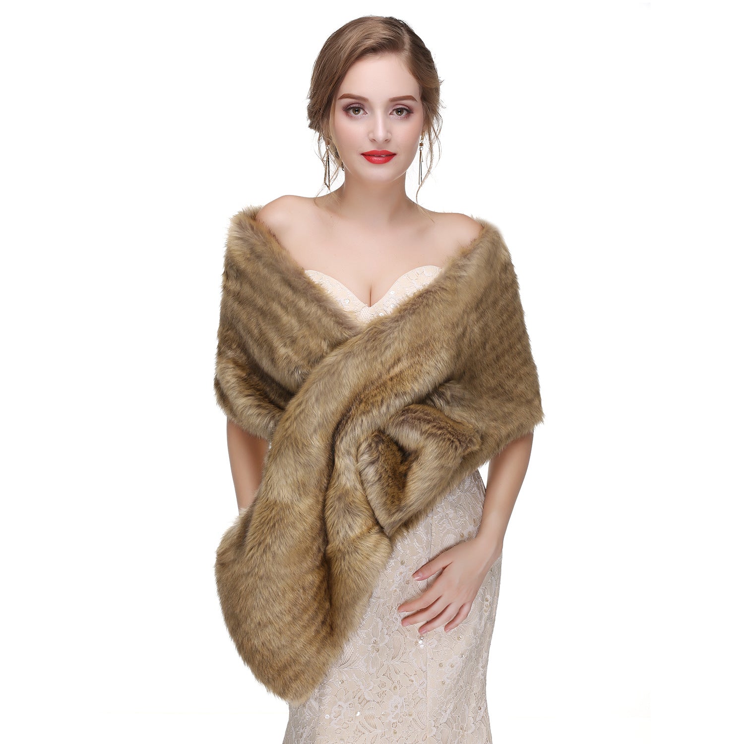 Wedding Dress Fox Fur Waistcoat Winter Warm Fur Shawl