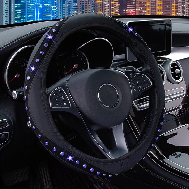 Leather, Diamonds And Gems Flash Elastic Elastic Steering Wheel Cover