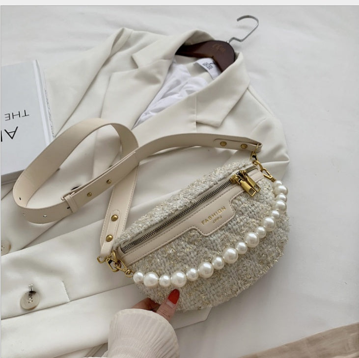 Korean Version Of The Small Bag Female New Trendy Messenger Wild Ins Woolen Cloth Jump Di Wild Chest Bag Girl Waist Bag Female