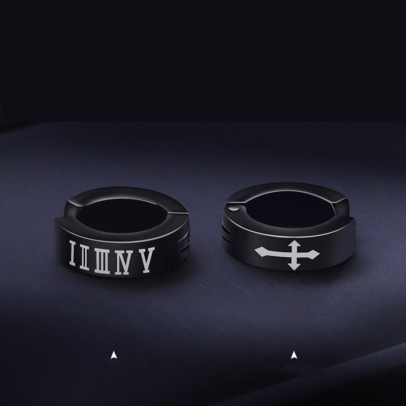 Simple Non-pierced Personality Men's Titanium Steel Earrings