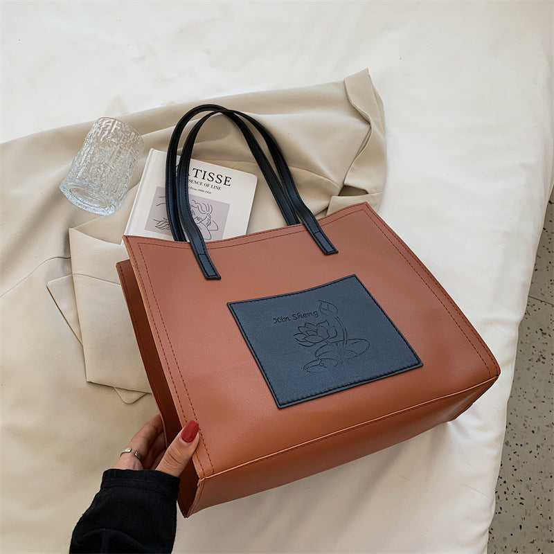 Contrast Color Tote Bag Large Capacity Casual Temperament