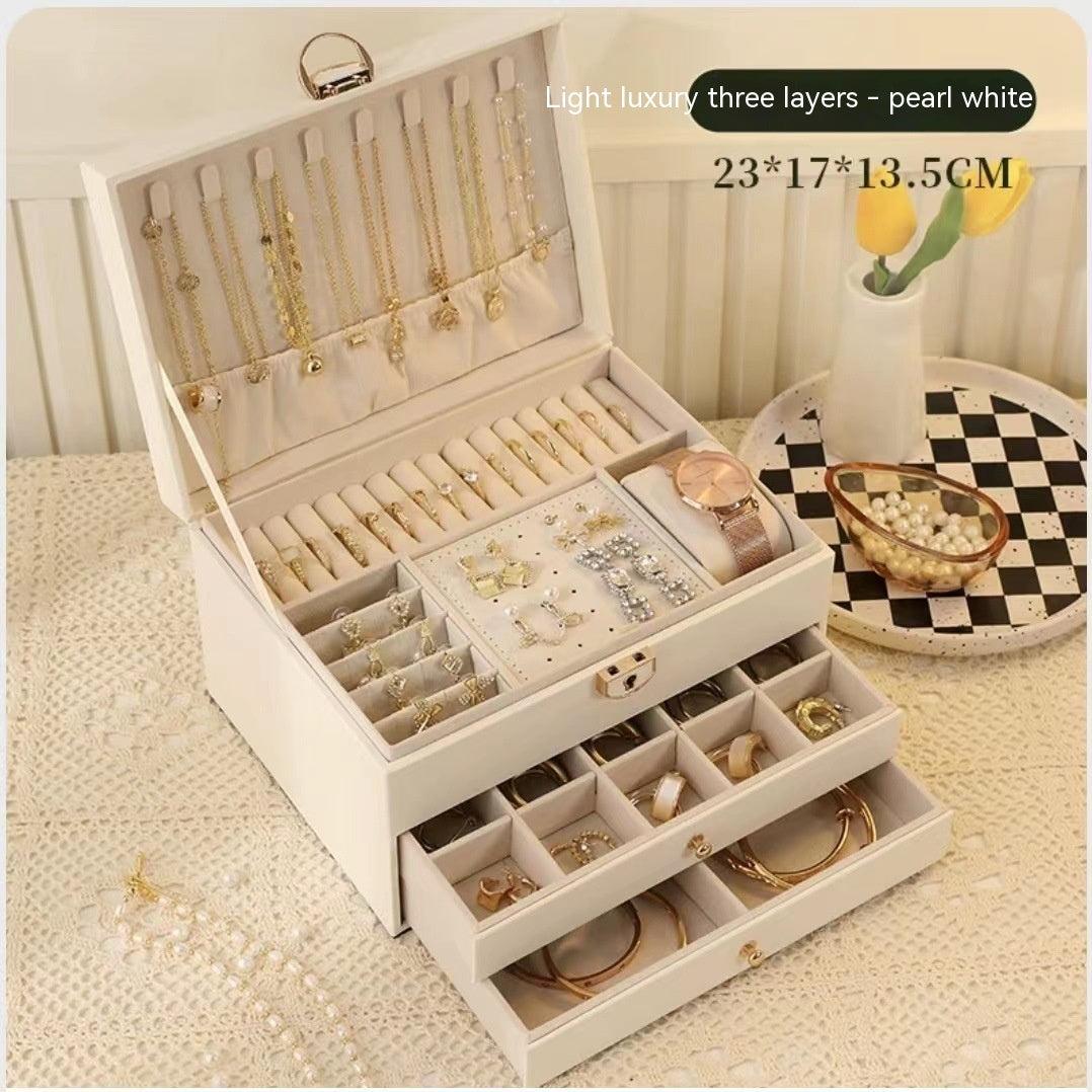 Three Layer Lockable Jewelry Storage Box