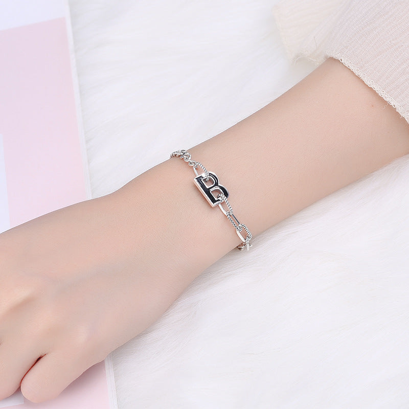 Fashion Sterling Silver Letter B Bracelet