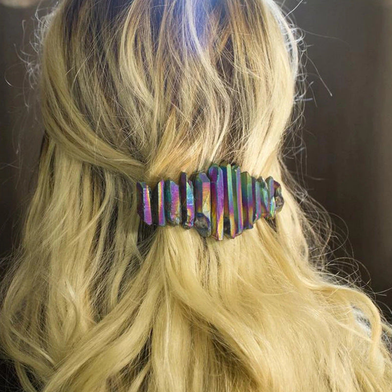 8cm Barrette à cheveux en cristal printanier multicolore