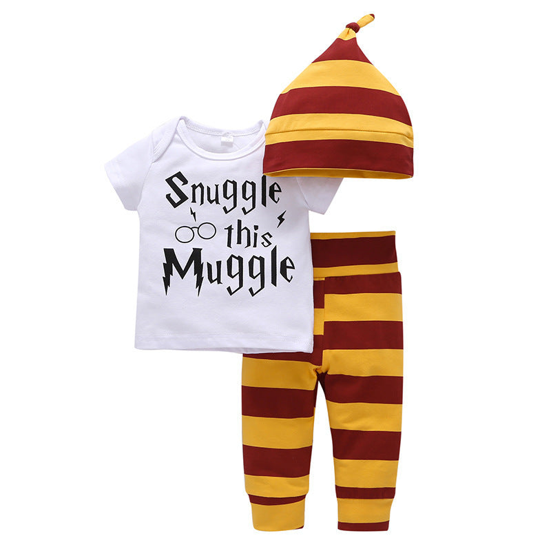 3-piece Set Cotton Rompers Striped Pants For Babies