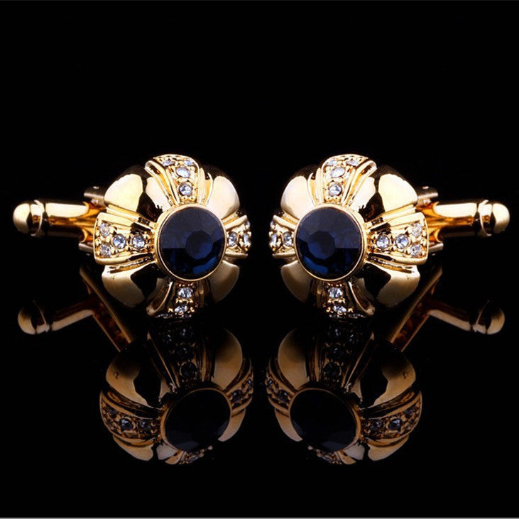 Men's Fashion Gold Umbrella Diamond French Cufflinks