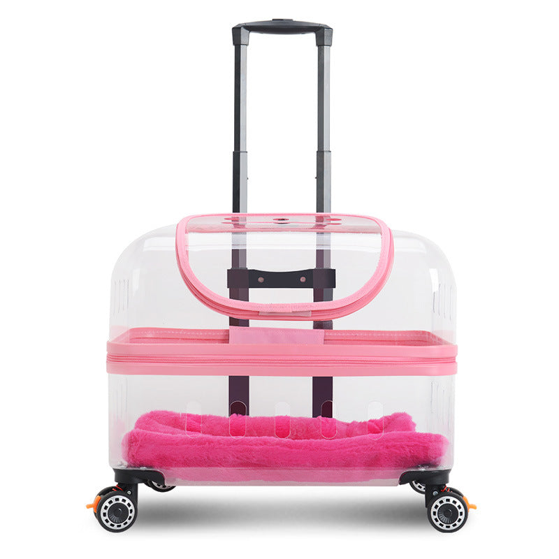 Cat Bag Pet Trolley Bag Outdoor Portable Universal Wheel Breathable Pull Rod Pet Box Large Capacity
