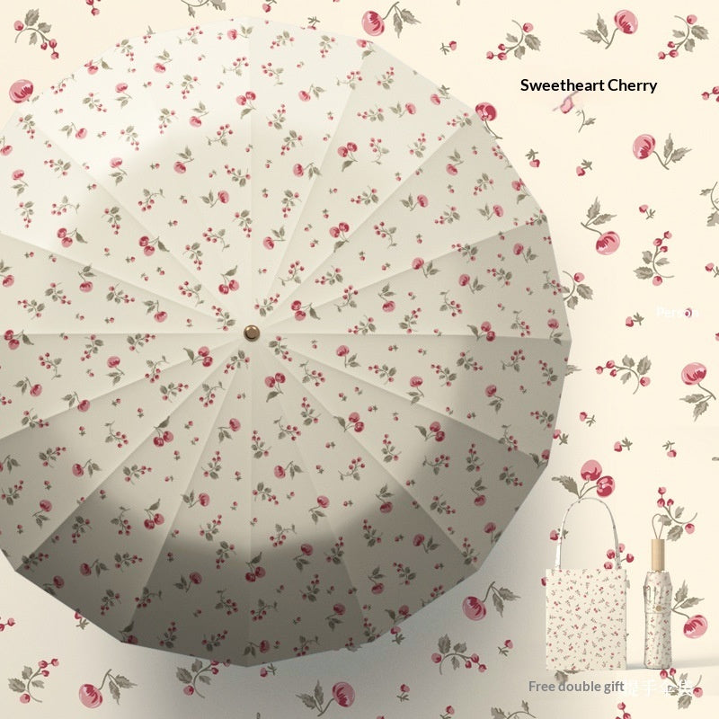 32-Rib New Chinese-Style Vintage Folding Umbrella For Sun And Rain