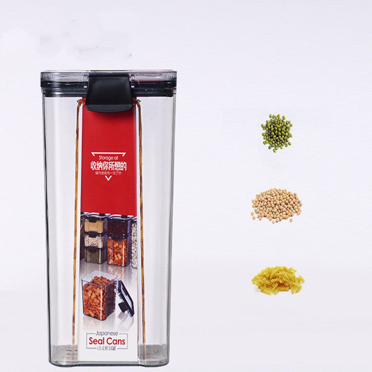 Bocaux de cuisine carrés transparents en plastique avec couvercle, boîte de rangement pour céréales