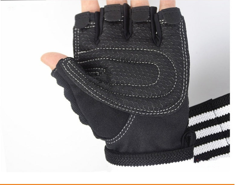 Ribbon Compression Wristband Sports Non-slip Half-finger Gloves