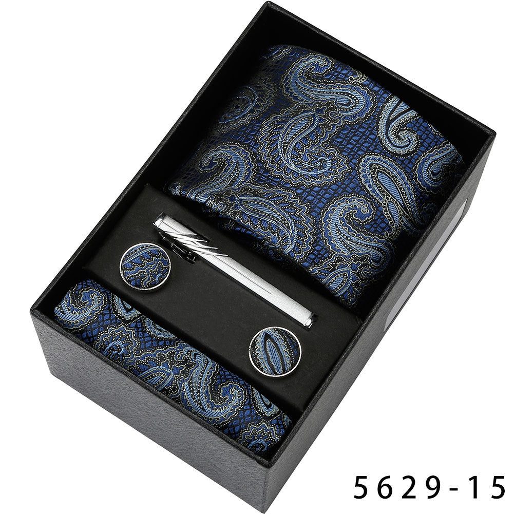 Men's Casual Banquet Tie Square Scarf Cufflinks Five-piece Set