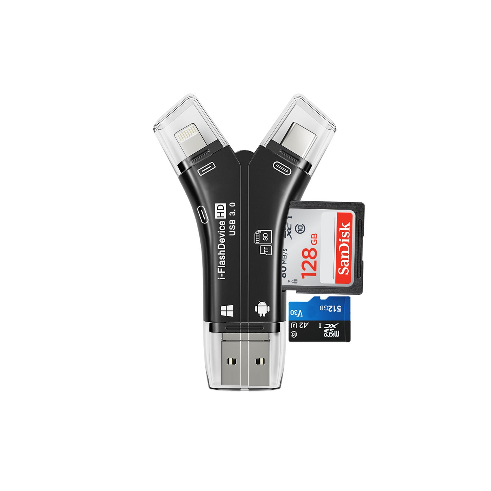 Lecteur de carte mobile TF SD multifonctionnel quatre en un universel