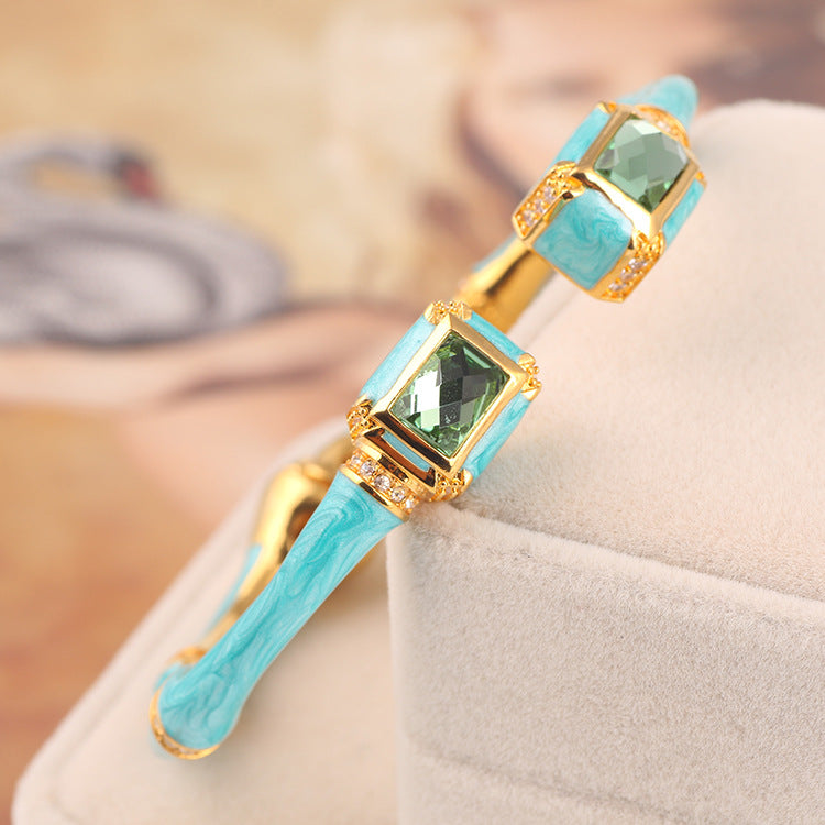 Fashion Jewelry Enamel Glaze Hand Painted Pearlescent Bamboo Bracelet