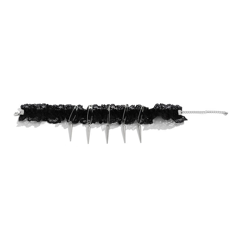Collier en dentelle élastique, épingle de mode pour femme