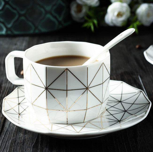 Simple Japanese Black Tea Cup And Saucer Set