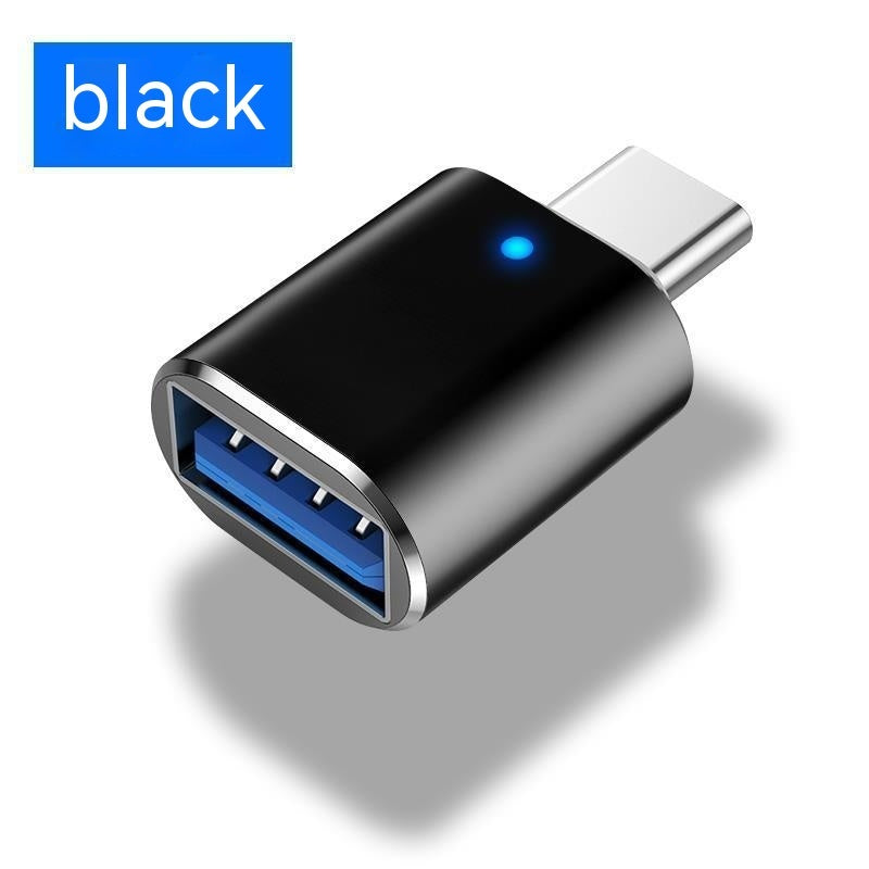 Adaptateur OTG Type-C vers USB 3.0 avec voyant lumineux pour téléphone portable, souris, clavier, carte son, chargeur de voiture