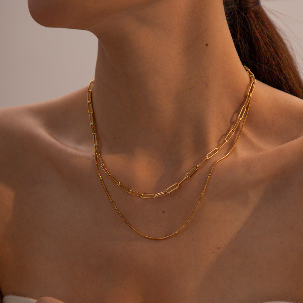 Personalized Double Layer Twin Hip Hop Clip Necklace