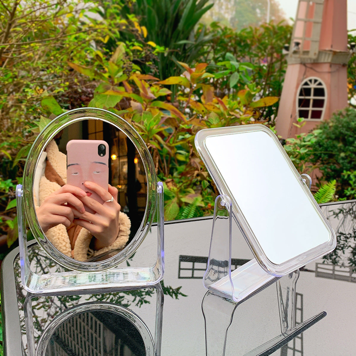 Transparent Reversible Simple Fashion Makeup Mirror