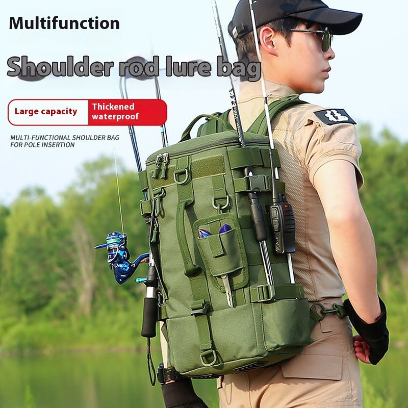 Sac à dos de randonnée multifonctionnel en tissu Oxford imperméable pour la pêche et la gym