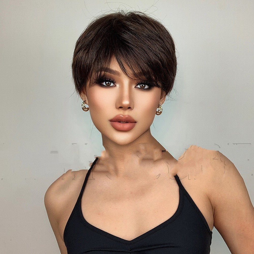 Reversed Style With Six Colors And Short Straight Hair Wig