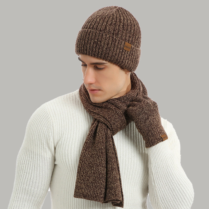Ensemble Bonnet Tricoté Thermique, Écharpe et Gants Trois Pièces