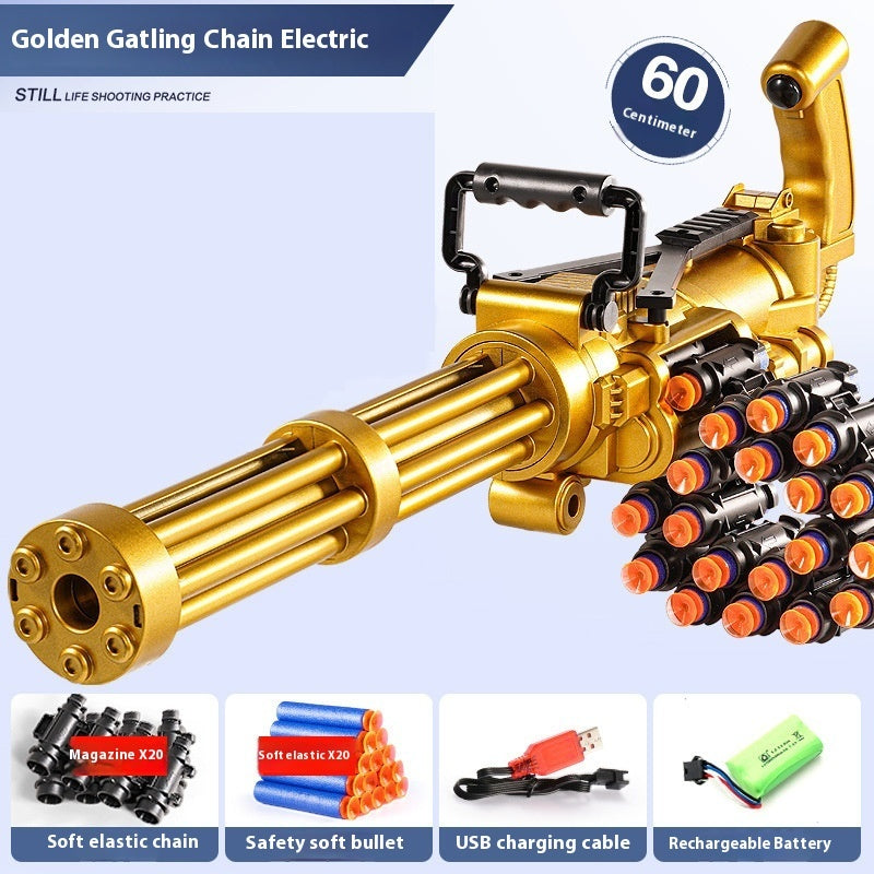 60CM Electric Continuous Hair Gold Gatling Children Toy Gun