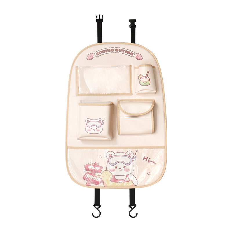 Sac de rangement de dossier de siège de voiture Coussin anti-coup de pied arrière Tapis anti-salissure intérieur de voiture