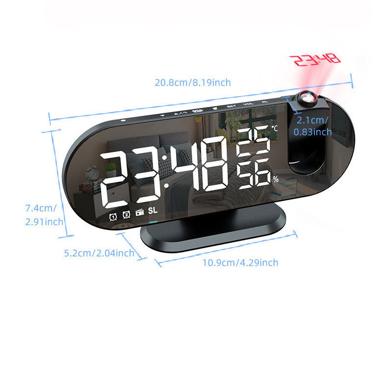 Mirror LED Projection Voice-activated Temperature Alarm Clock