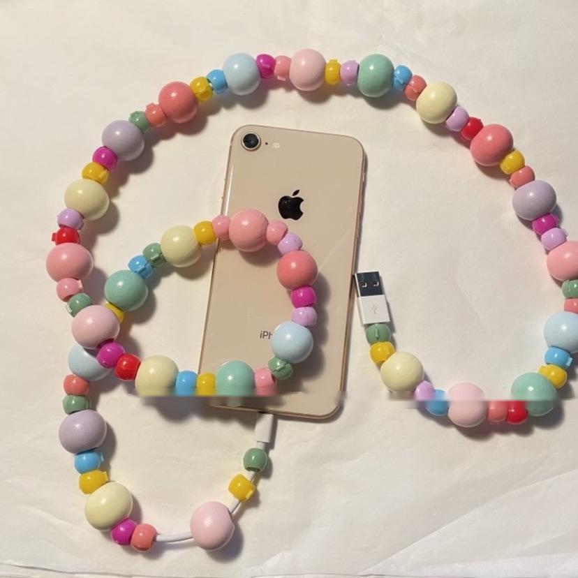 Câble de téléphone portable Perles Bonbon Couleur Rond 1 Mètre