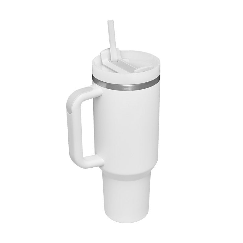 Gobelet isotherme 1,2 L avec poignée et paille, en acier inoxydable, anti-déversement, tasse à café isotherme sous vide avec couvercle, mug conique, cadeaux pour la Saint-Valentin, convient pour la voiture, la salle de sport, le bureau, les voyages